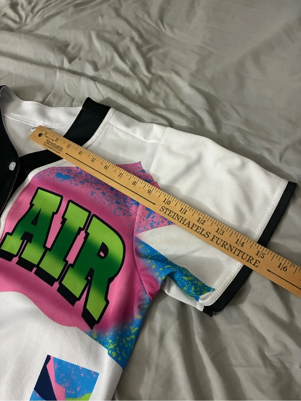 Bel-Air White Graphic Baseball Jersey - Multicolor Print
